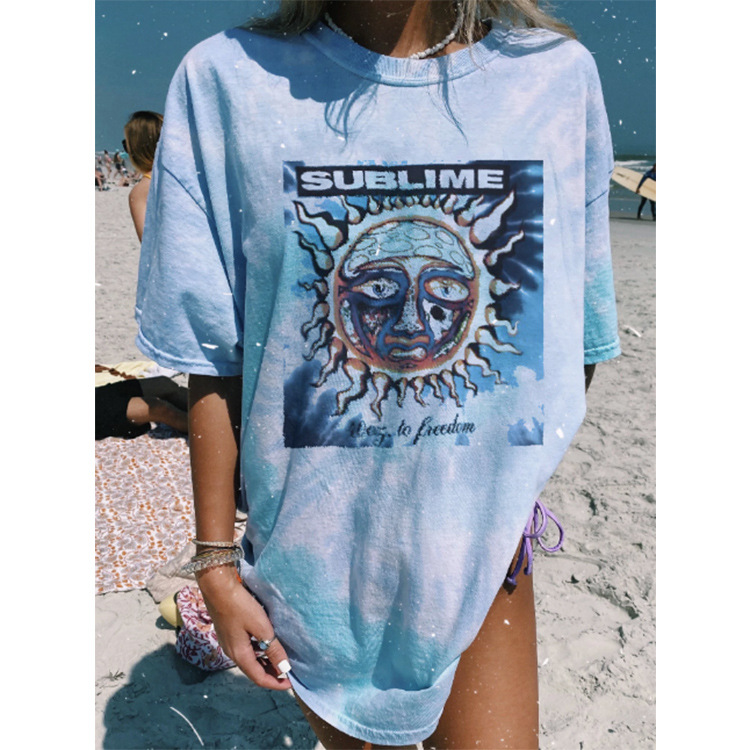 Graffiti Letter Print Short-sleeve T-shirt Loose Street Trend Women's T-shirt