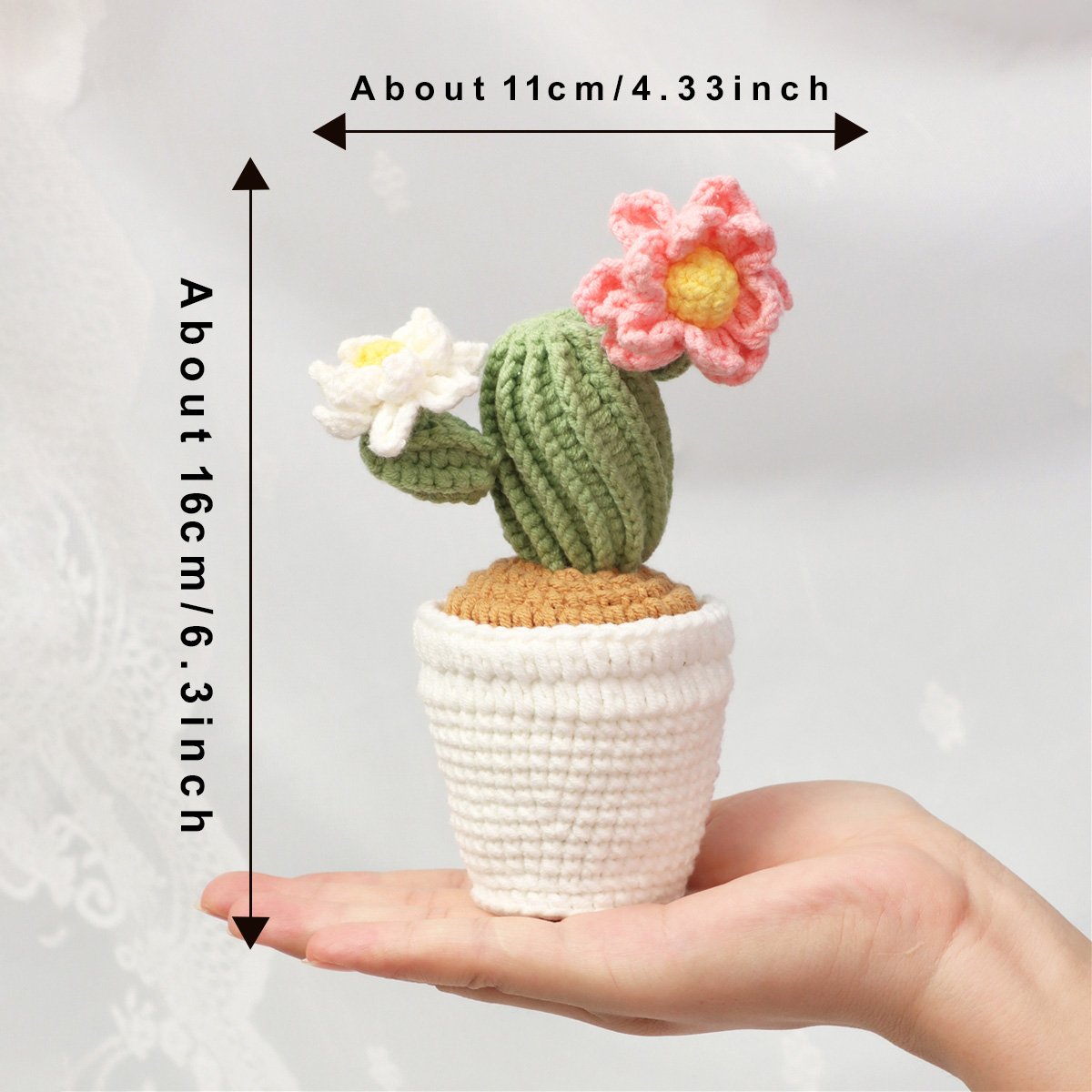 Crochet Flowering Cactus Pot Ornament, picture 6 of 6
