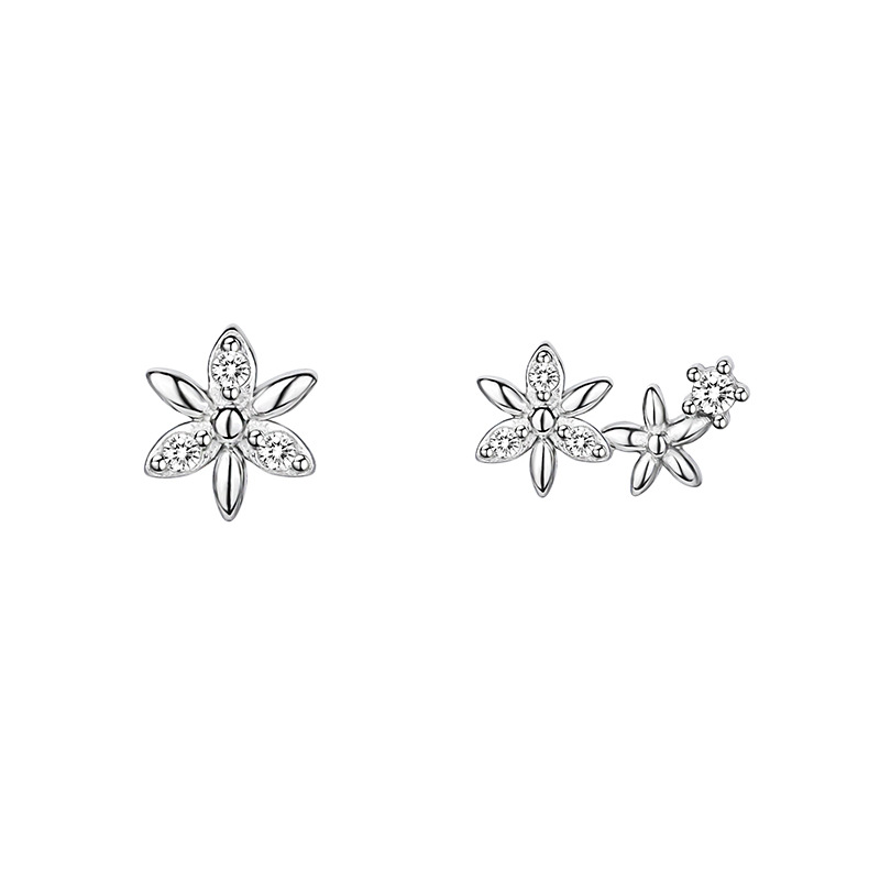 925 Silver Flower Stud Earrings Women