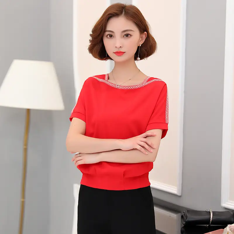 Loose And Versatile Korean Style Bat Shirt Fashion Half Sleeve