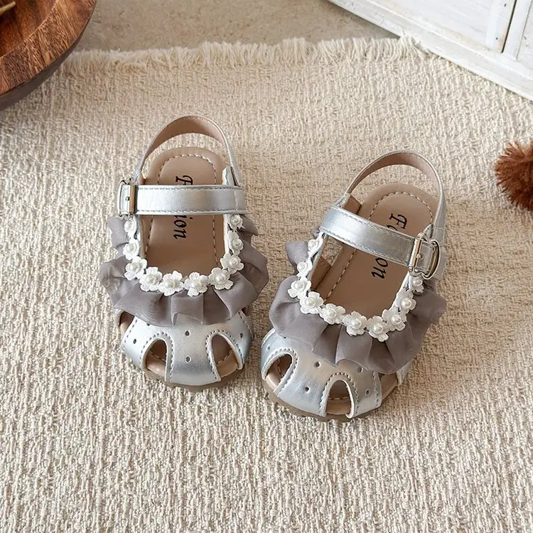 Baotou Sandals With Soft Sole And Anti Slip Baby Walking Shoes, Lace Breathable Children's Casual Beach Shoes, Versatile