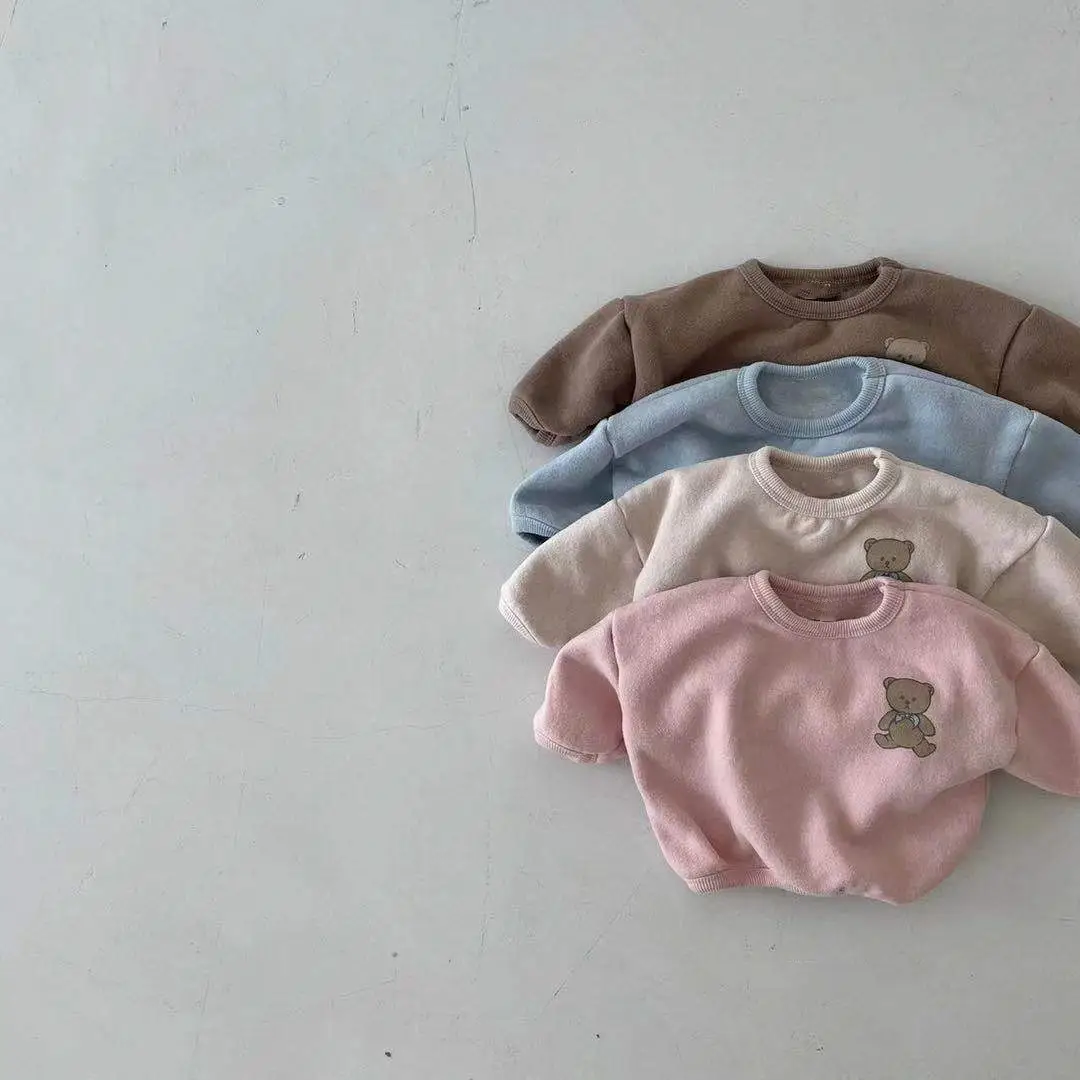 Spring And Autumn Cartoon Bear Round Neck Loose Simple Boys And Girls' Sweater