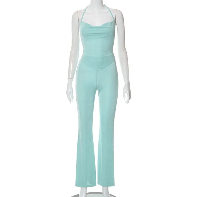 Ladies Fashion Lace Up Tube Top Slim Fit Hip Lift Casual Pants Green - Shop at LoveMi