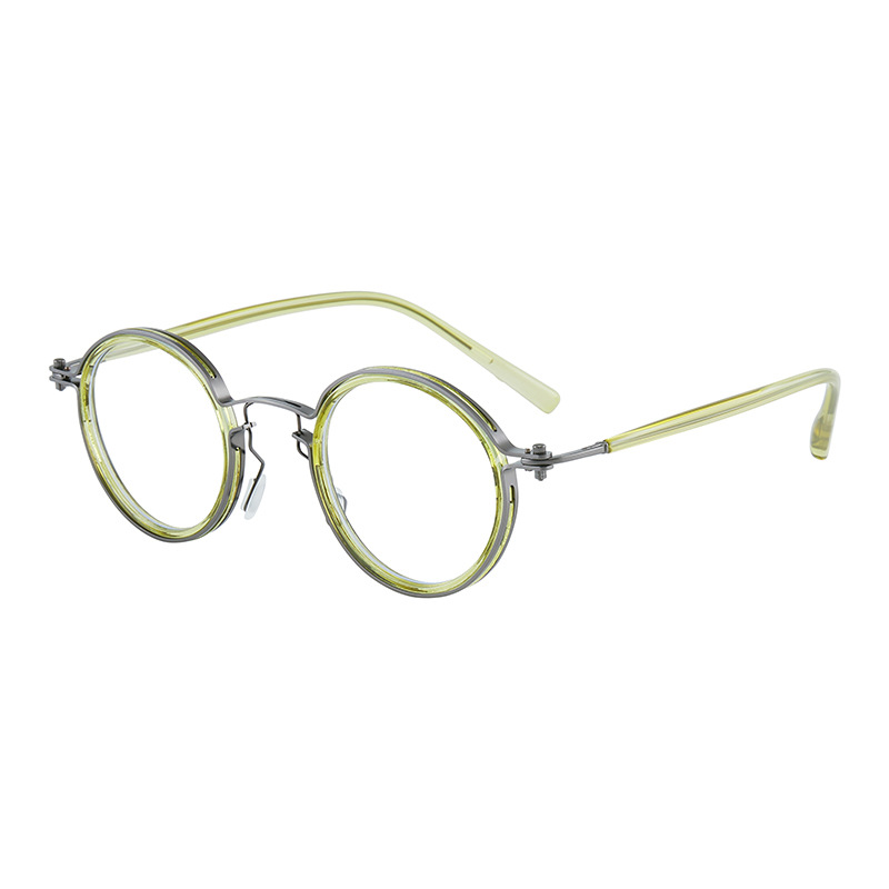 Title 2, Round Frame Myopia Retro Plain Mirror