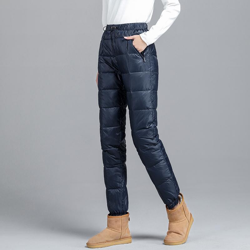 Down Cotton Women's Outwear Fashion Casual High Waist Slim Pants Navy - Shop at LoveMi