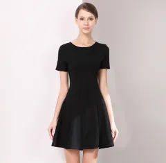 Women Basic Summer Suit A-line Black Dress - Black - View 1