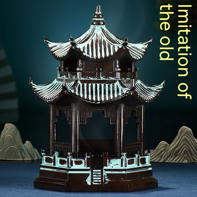 Title 3, Home Indoor Chinese Pavilion Incense Burner Orn...