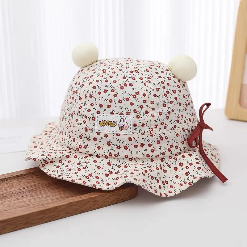 Summer Girls' Floral Print Wave-edge Brim Soft