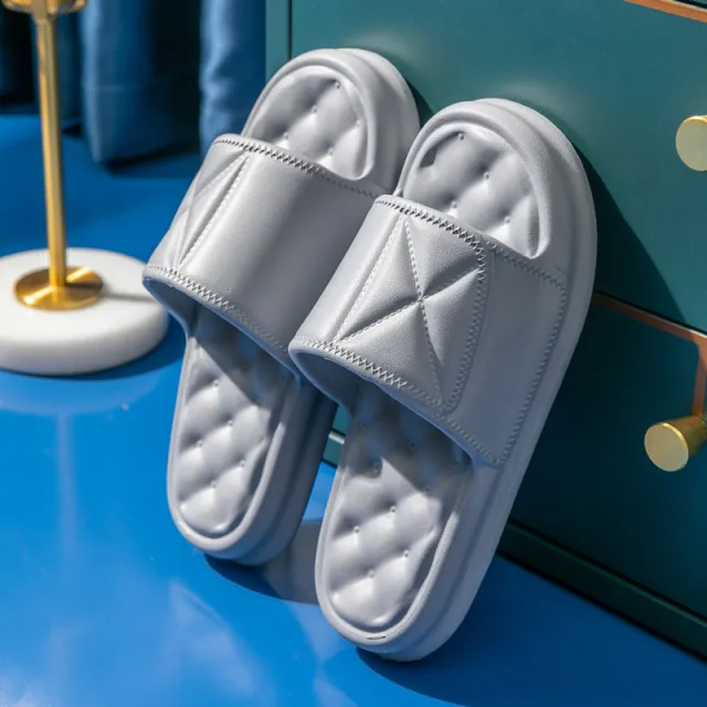Women's Summer Slippers Home Soft Slippers Thick Sole Non slip EVA Indoor Shoes Flat Slides Couple Beach Shoes Grey - Shop at LoveMi