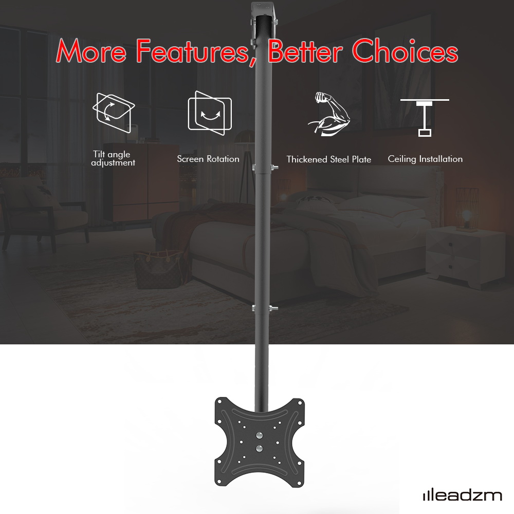 TV Ceiling Bracket, Length Adjustable 360 Degree Rotation, Up And Down 5-15 Degrees, Load Capacity 25kg