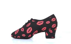 Latin Dance Shoes Mid Heel Soft Sole - Black - View 1