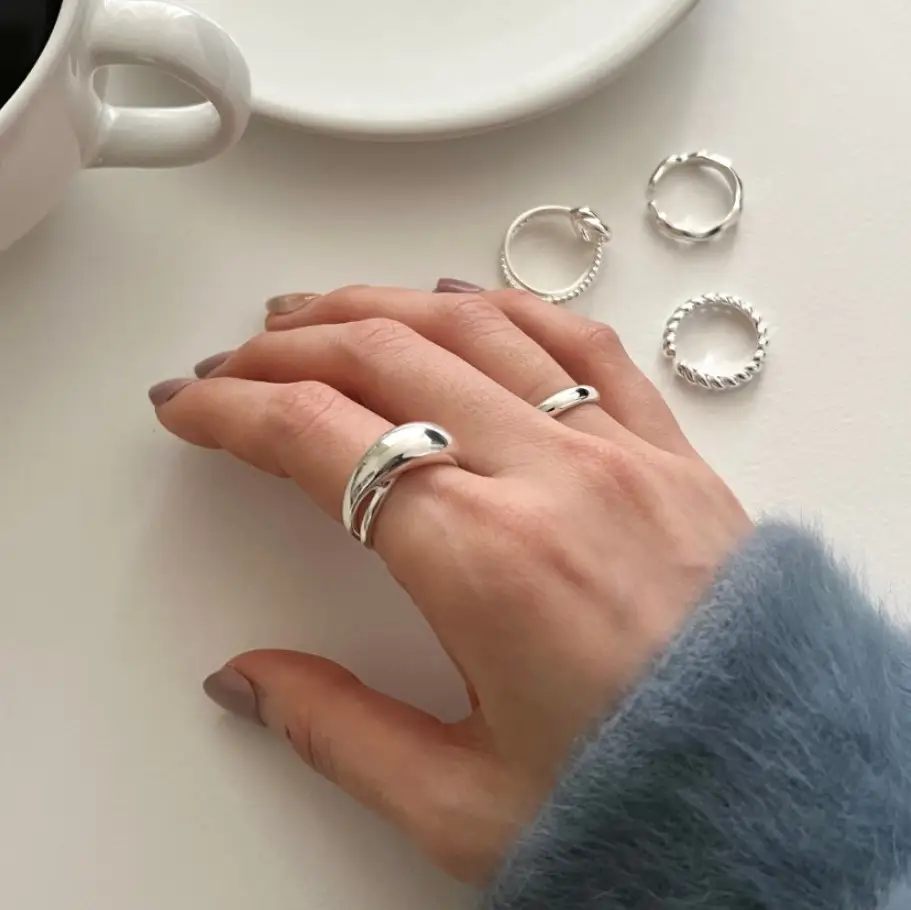 925 Sterling Silver Large Curved Ring