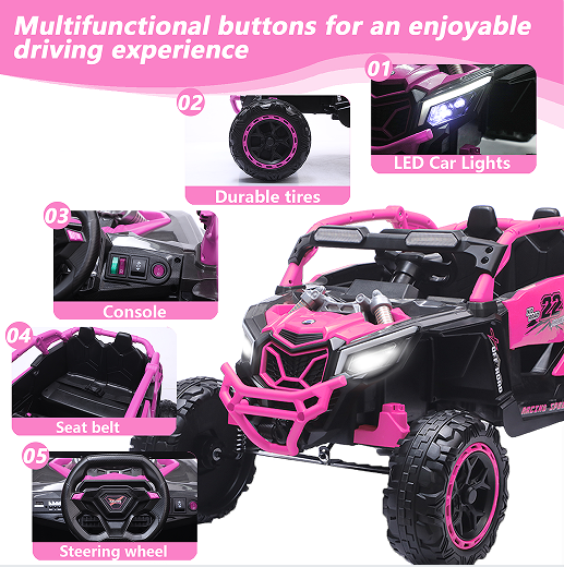 24V 400W Kids Ride On Car UTV W&Parents Remote Control,4-wheel Suspension, 3 Speed, Power Display,Bluetooth,MP3,Music,LED Light, Provide A Speed Of 4-8KM&H For Kids 9