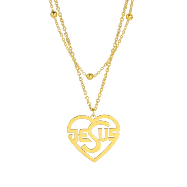 Cross Female Men's Stainless Steel Pendant Necklace Gold - Shop at LoveMi