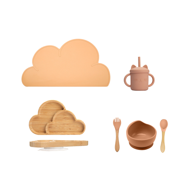 7Pcs Wooden Feeding Tableware Sets Kids Feeding Supplies Bam — foto 7