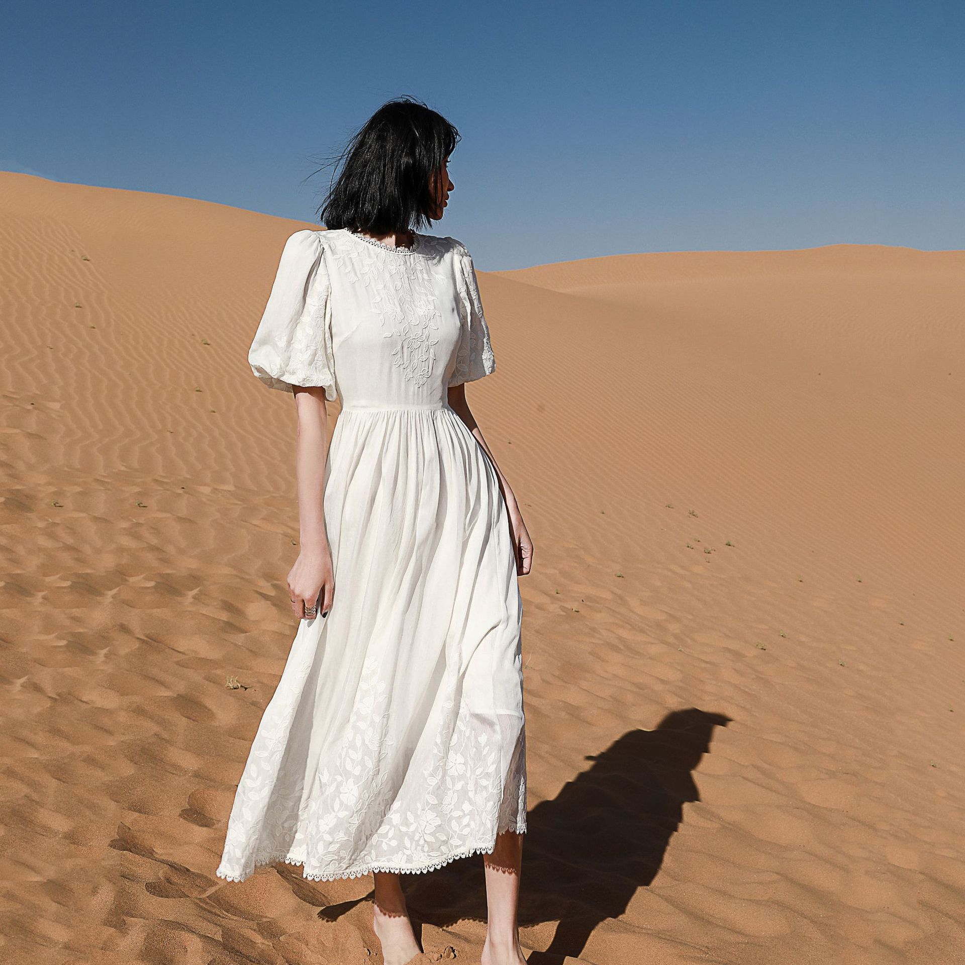 Puff-Sleeve Silk Dress, picture 5 of 5