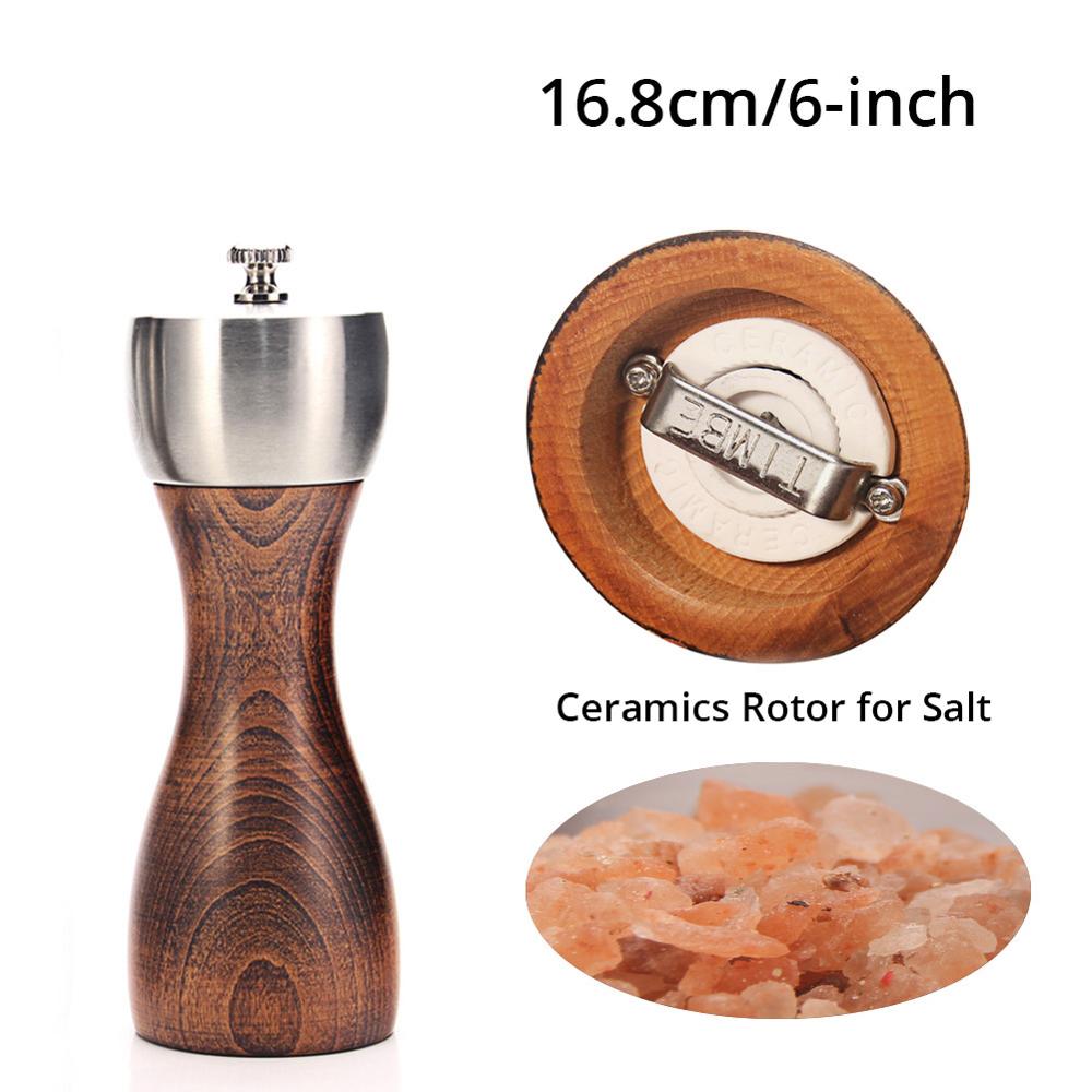 Title 8, Premium Beech Wood Pepper and Salt Grinder. Hig...