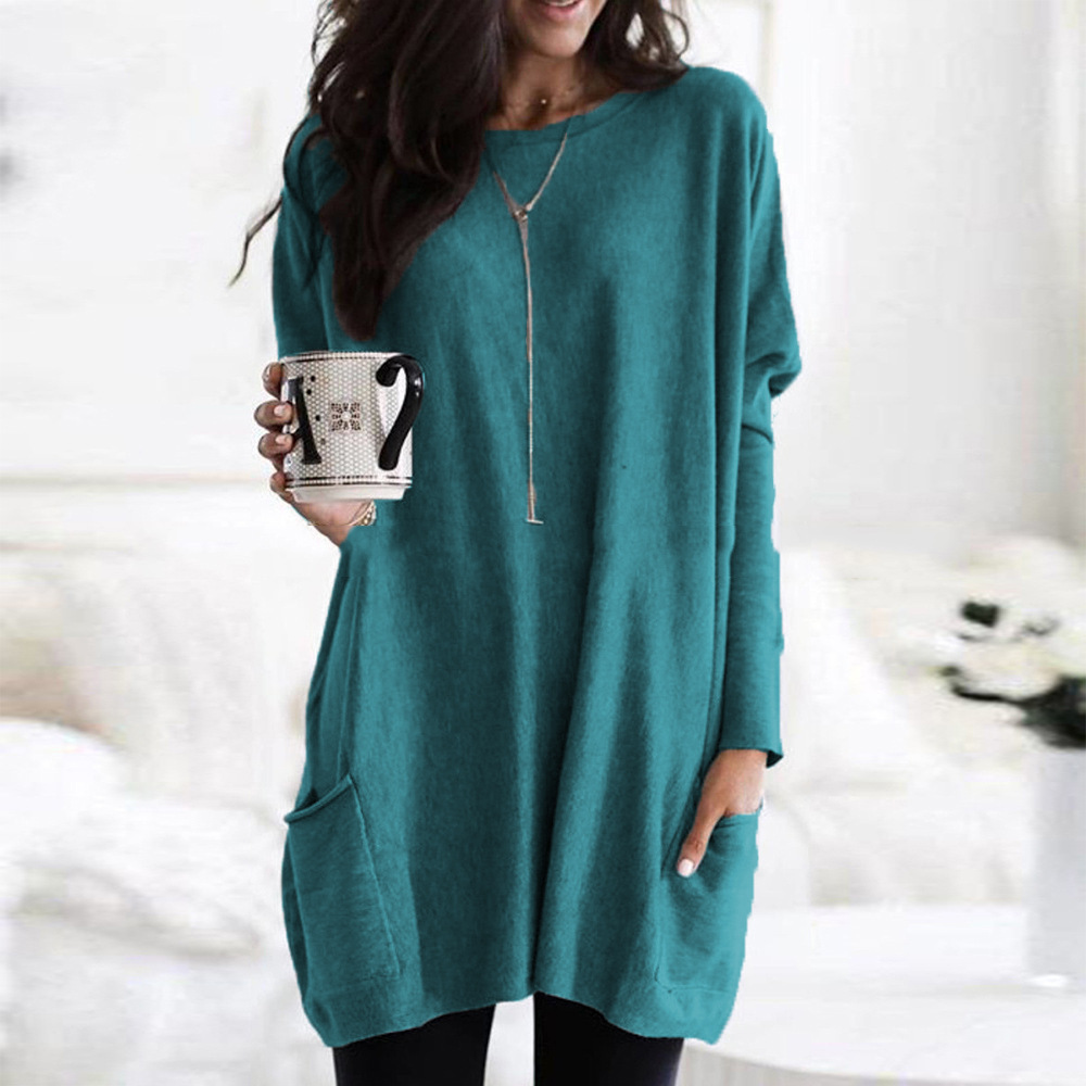 European And American Autumn Long-sleeved Casual Pocket T-shirt Top