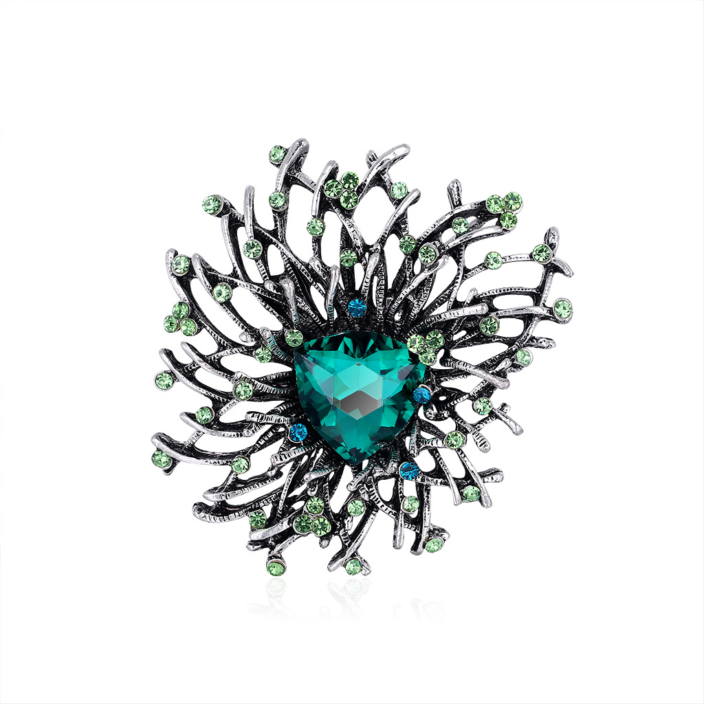 Title 5, Creatieve Broche van Antiek Zilver met Diamante...