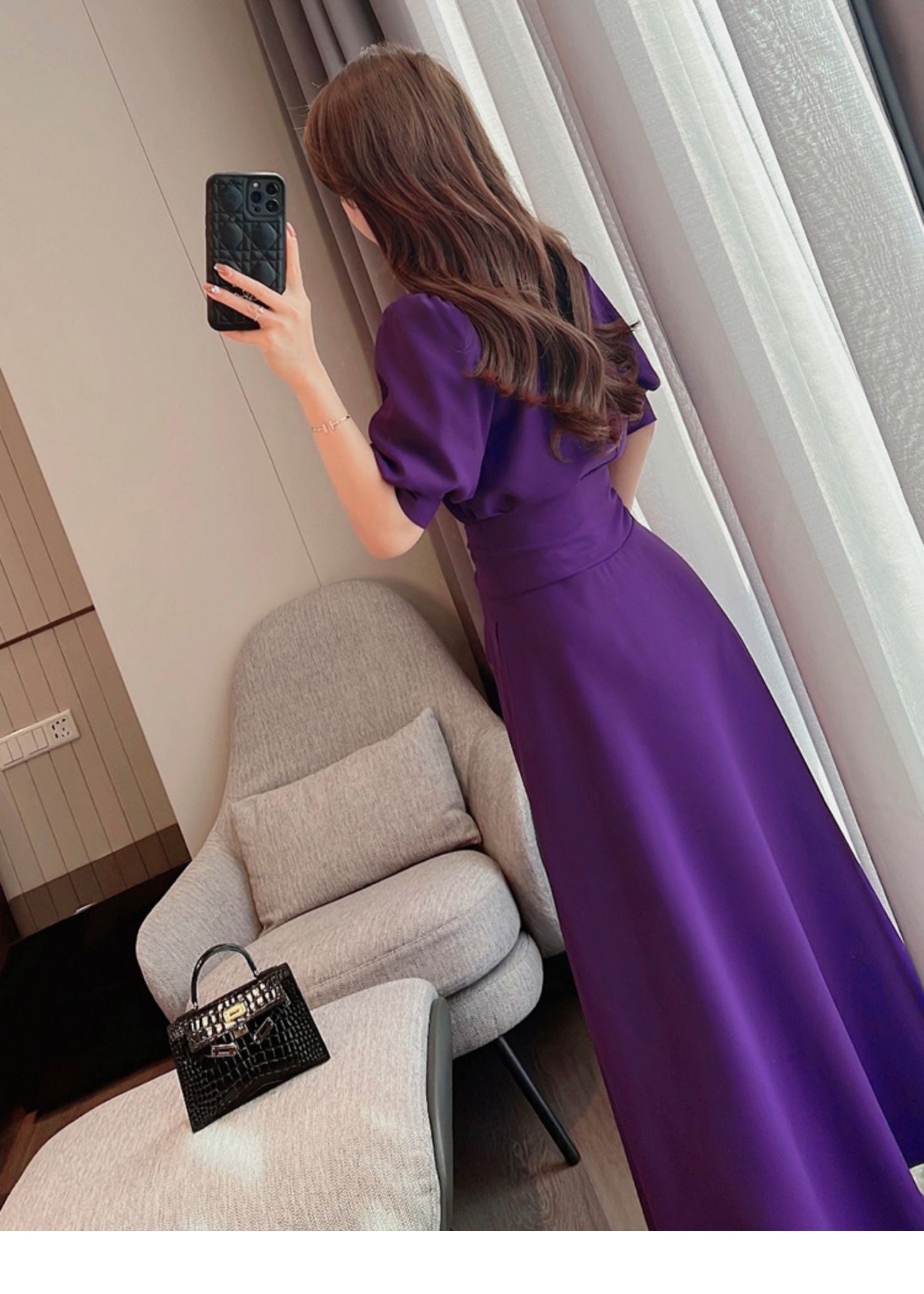 Waist Casual Style Bubble Sleeve Dress