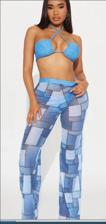 Abigale Bikini Pants Set Denim Blue - Shop at LoveMi