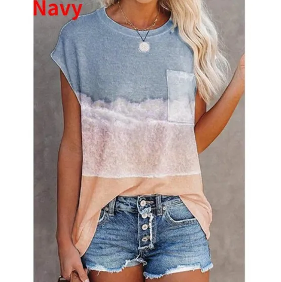 Print Round Neck Drop Shoulder Short Sleeves Grey - Shop at LoveMi