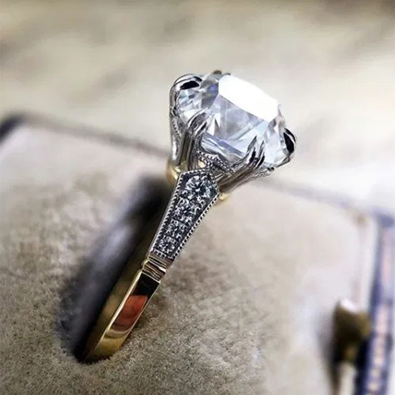 Hand Jewelry Brass Plated Two Tone Zircon Women's Ring Twocolor - Shop at LoveMi