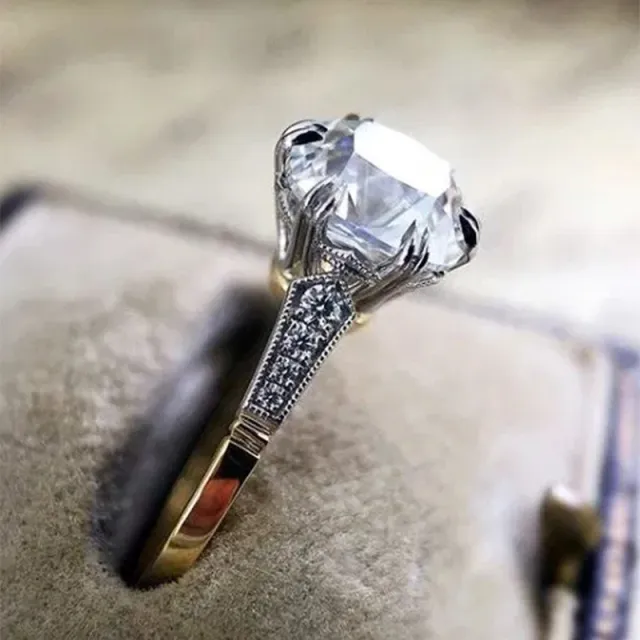 Hand Jewelry Brass Plated Two Tone Zircon Women's Ring Twocolor - Shop at LoveMi