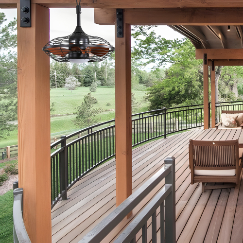 20 Inch Downrod Mount Ceiling Fan LED 18W 3CCT 5 ABS Blades DC Motor With Hanging And Hook For Outside Patios Pergola