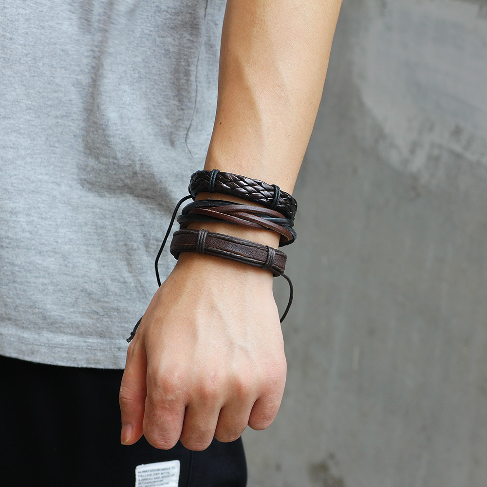 Men's Fashion Simple Vintage Woven Cowhide Bracelet