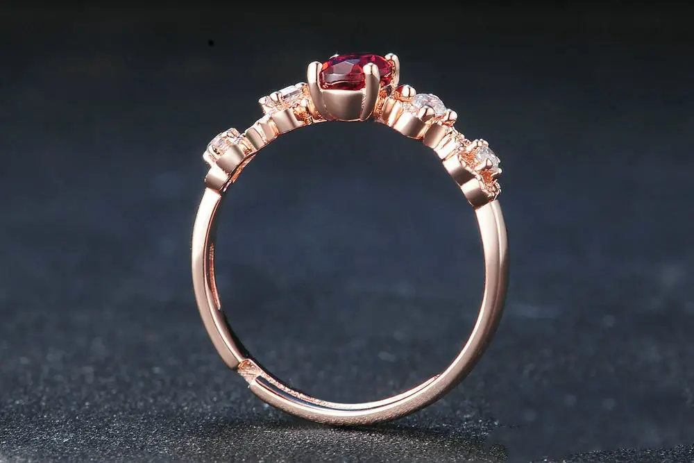 925 Sterling Silver Ring For Women Red Garnet
