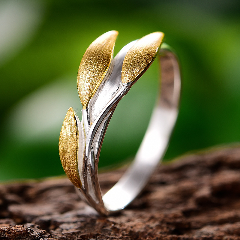Three Leaf Separation Sterling Silver S925 Women's Ring