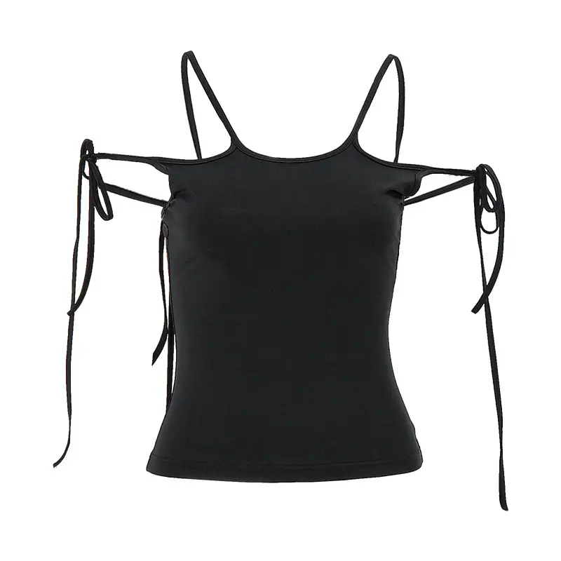 One-shoulder Trendy Lace-up Slim Fit Sleeveless Vest
