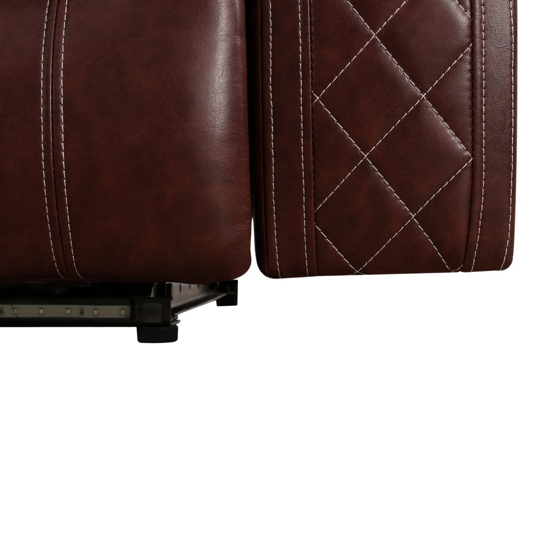 Pickup Only--Red Breathing Leather 3-Piece Living Room Recliner Sofa Set