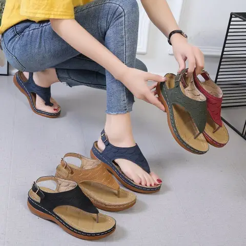 Casual Sandals Women's Wedge Heel Solid Color Flip Flop