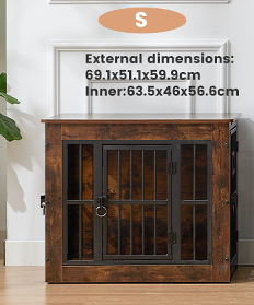 S Code-Dog Crate Furniture,Rustic Grey - Heavy Duty Dog Cage,Three Door Wooden — image 10