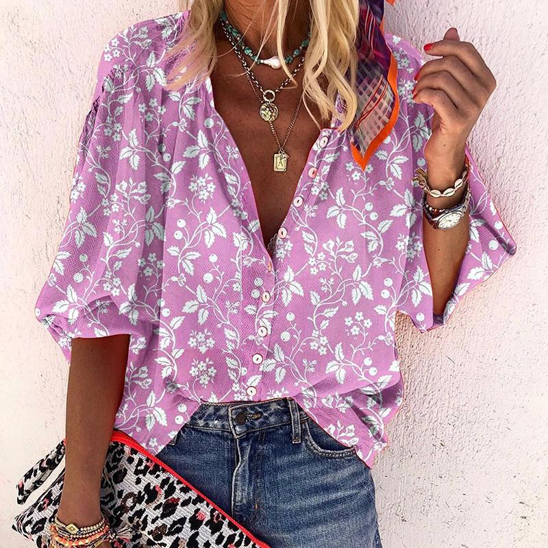 Floral V-neck shirt