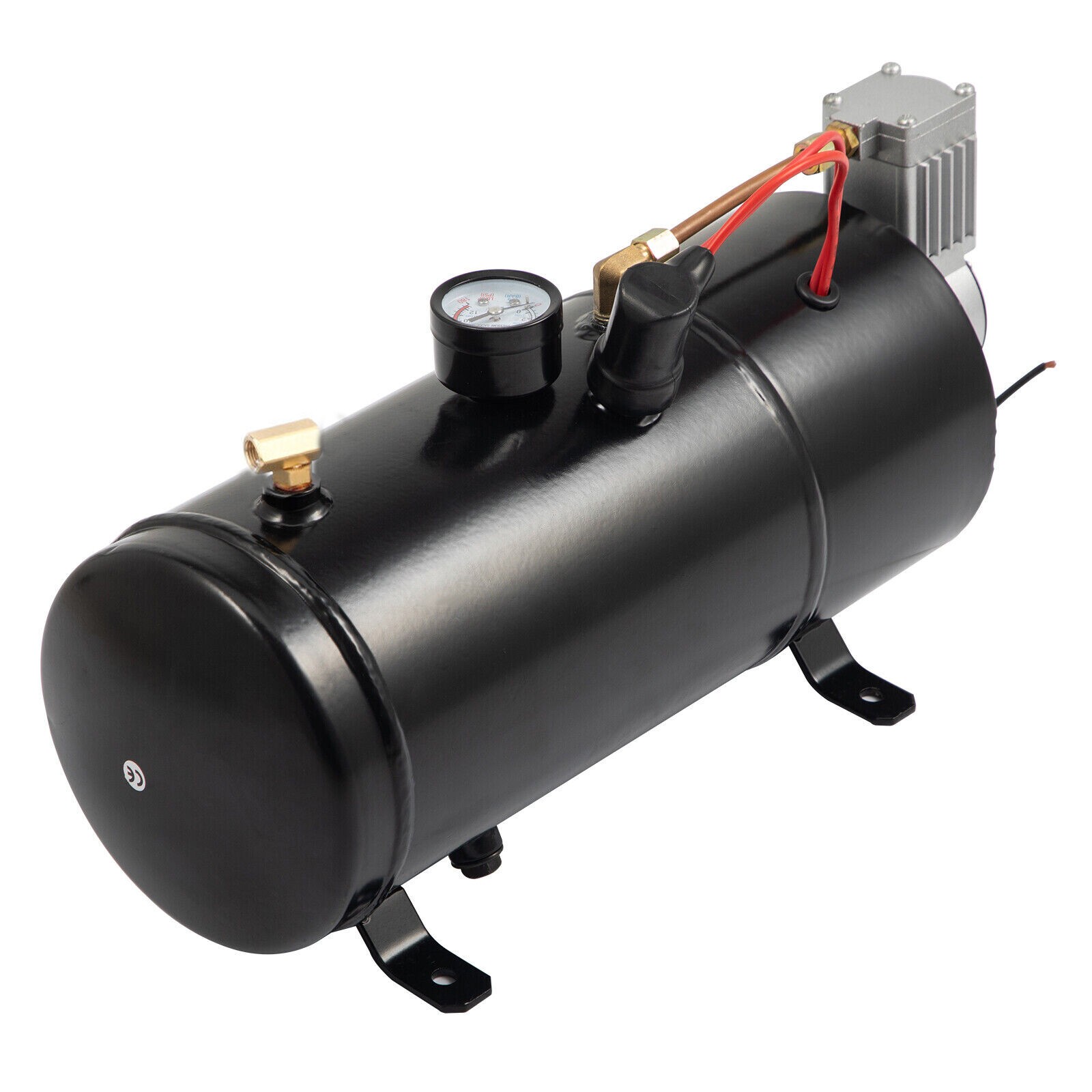 Air Horn Truck Train Horns Kit 12 Volt With Compressor 4 Trumpet 150db Black — image 2