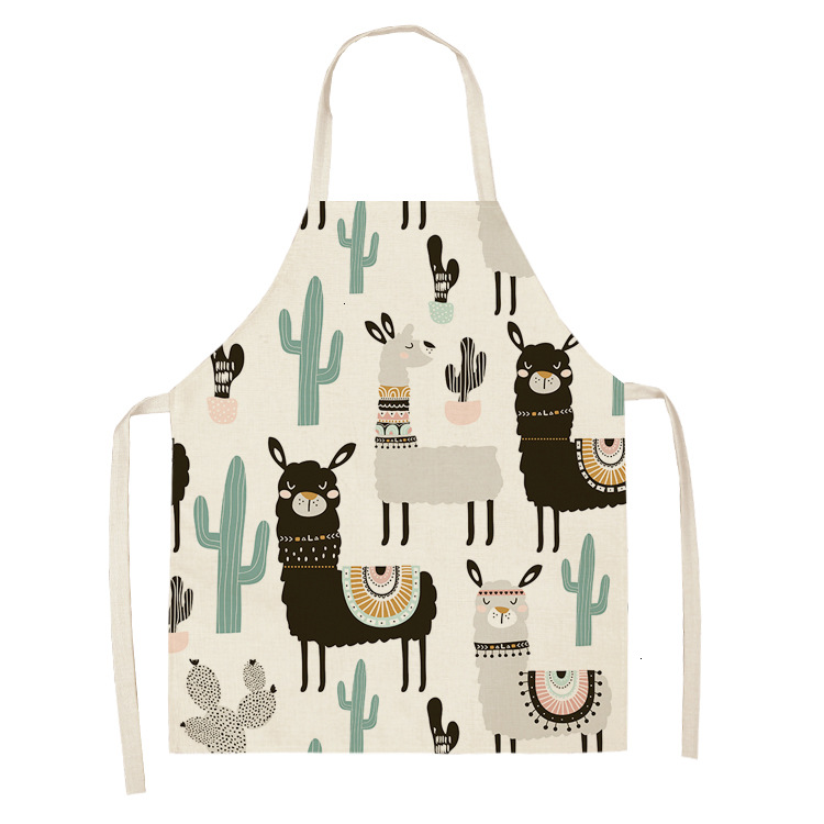 Title 4, Alpaca Cartoon Cotton Linen Apron Sleeveless An...