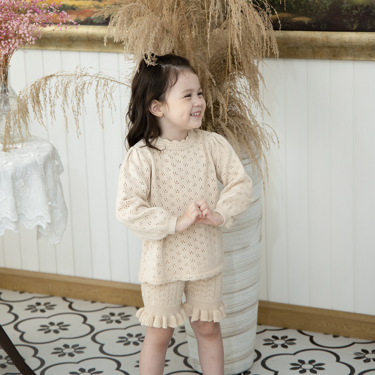 Fashion Children's Round Neck Cutout Pullover