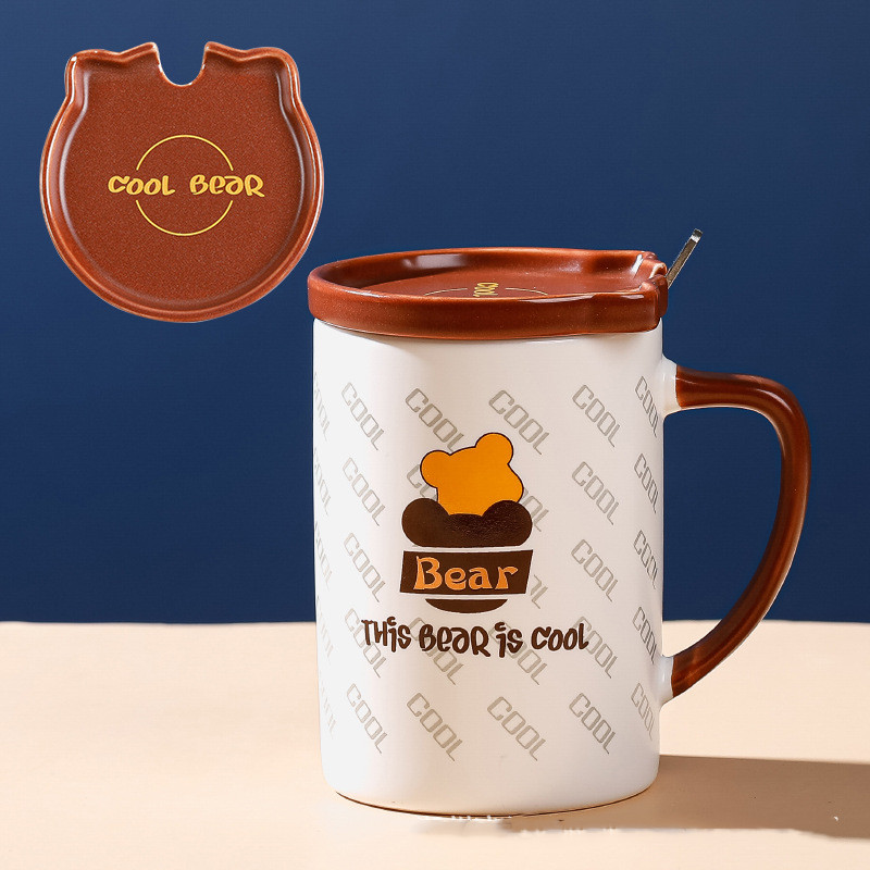 Title 7, Office Female Cute Bear Household Mug With Lid ...