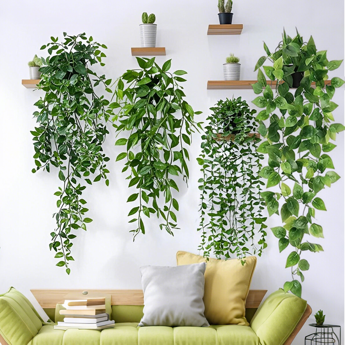4 Pack Artificial Hanging Plants In Pots Indoor Fake Trailing Home Room — image 11