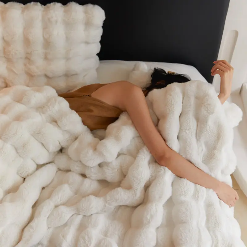 The Fur Rabbit Hair Sofa Blanket Is Simple