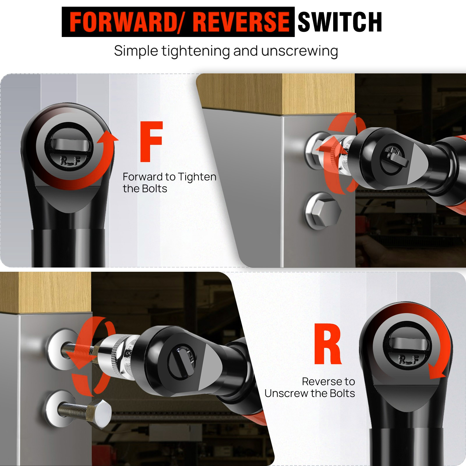 Cordless Electric Ratchet Wrench, 90 Degree Angle 200NM, 12V, 2 Batteries — image 3