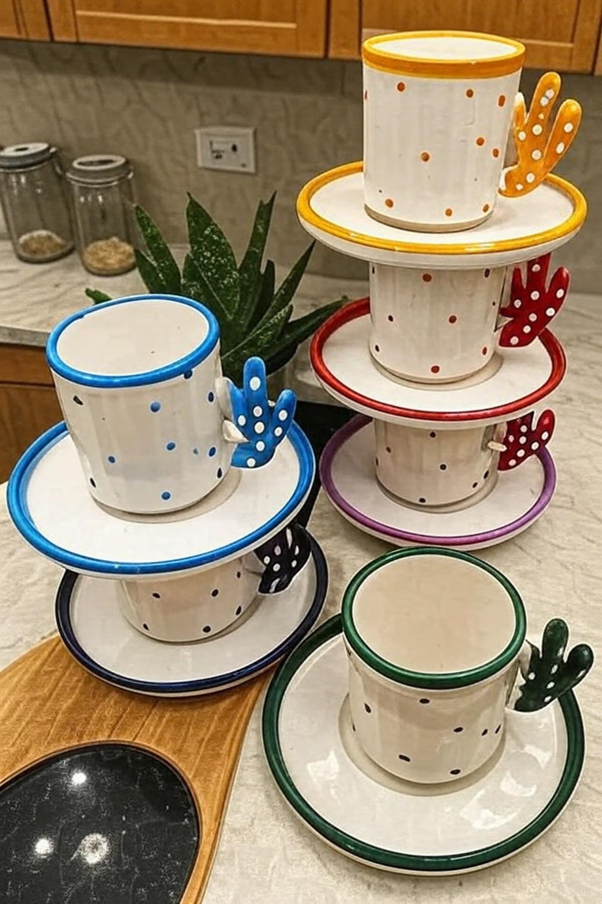 Handmade Cactus Turkish Coffee Cup Set For 6 With Boho Cactus Turkish Coffee... 3