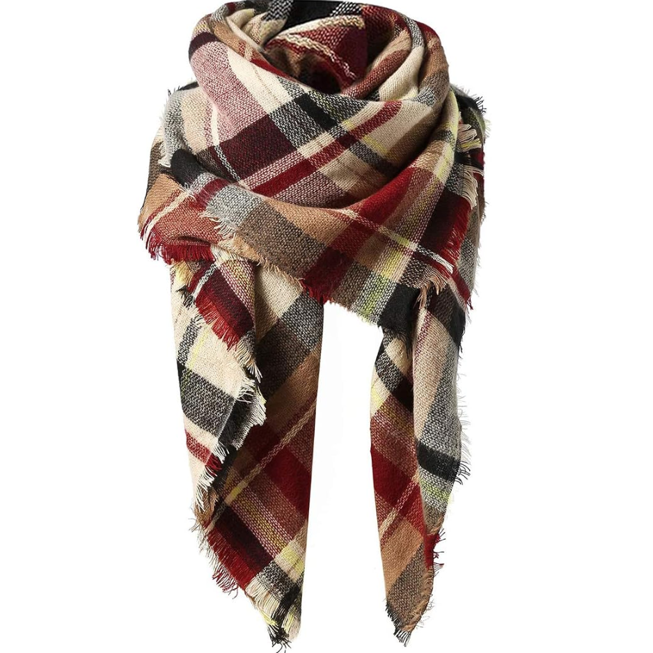 Trends Winter Scarf For Women, Oversized Plaid Square Shawl Wrap