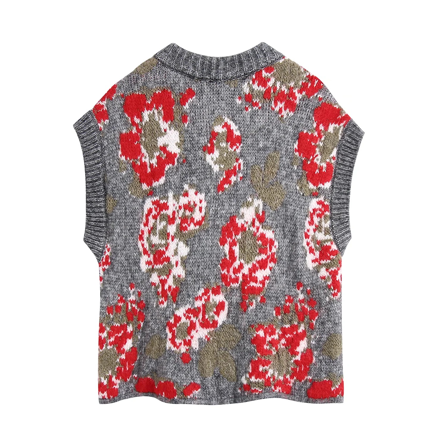 Title 6, Personalized Flower Jacquard Knitted Vest