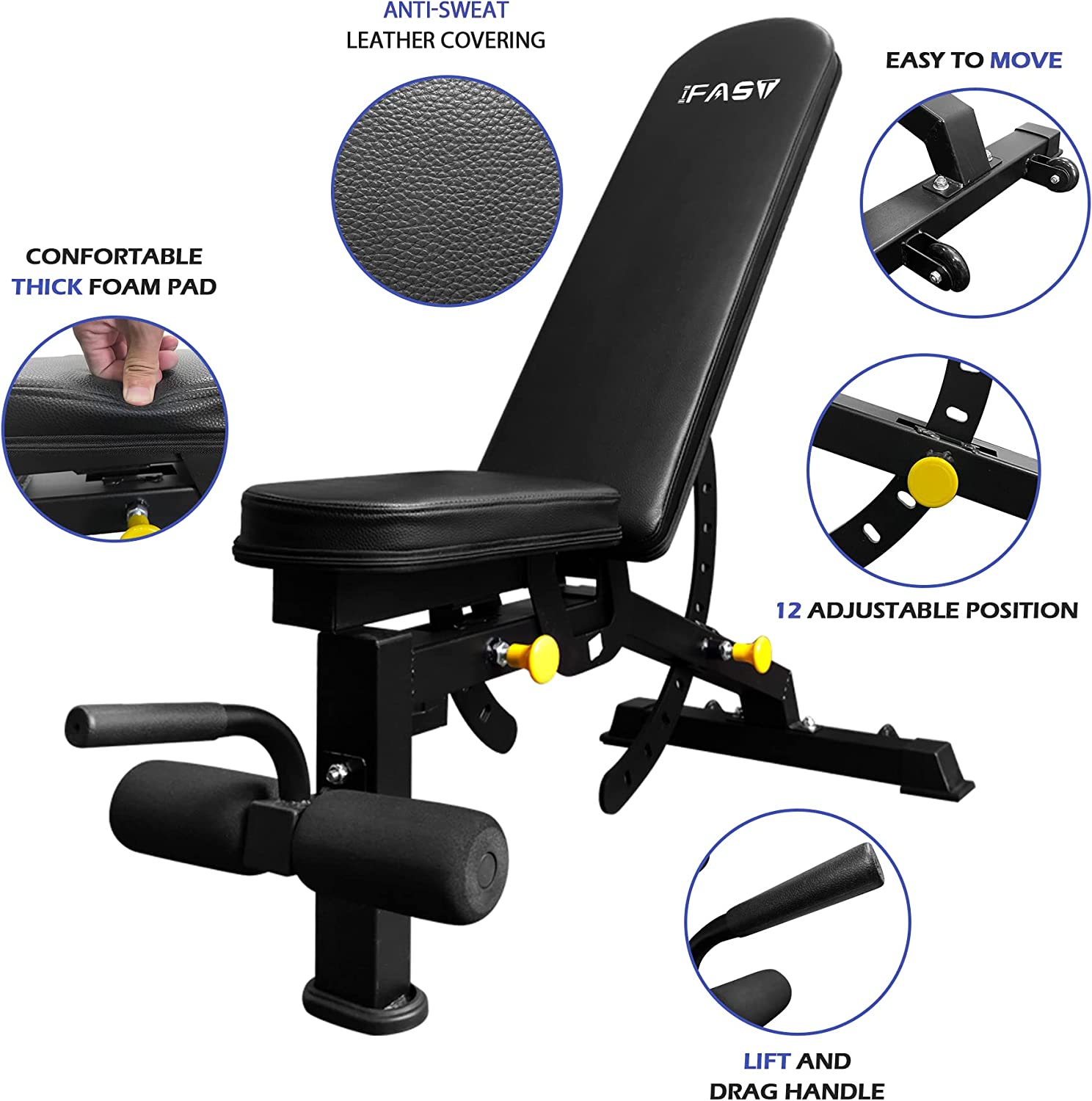 Adjustable Strength Training Bench Press Home Full Body Workout Foldable Weight Benches Gym Multi-functional Fitness Dumbbell Chair — foto 6