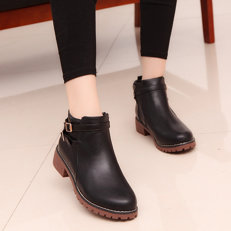 Title 5, Martin boots with round toe warm leather boots