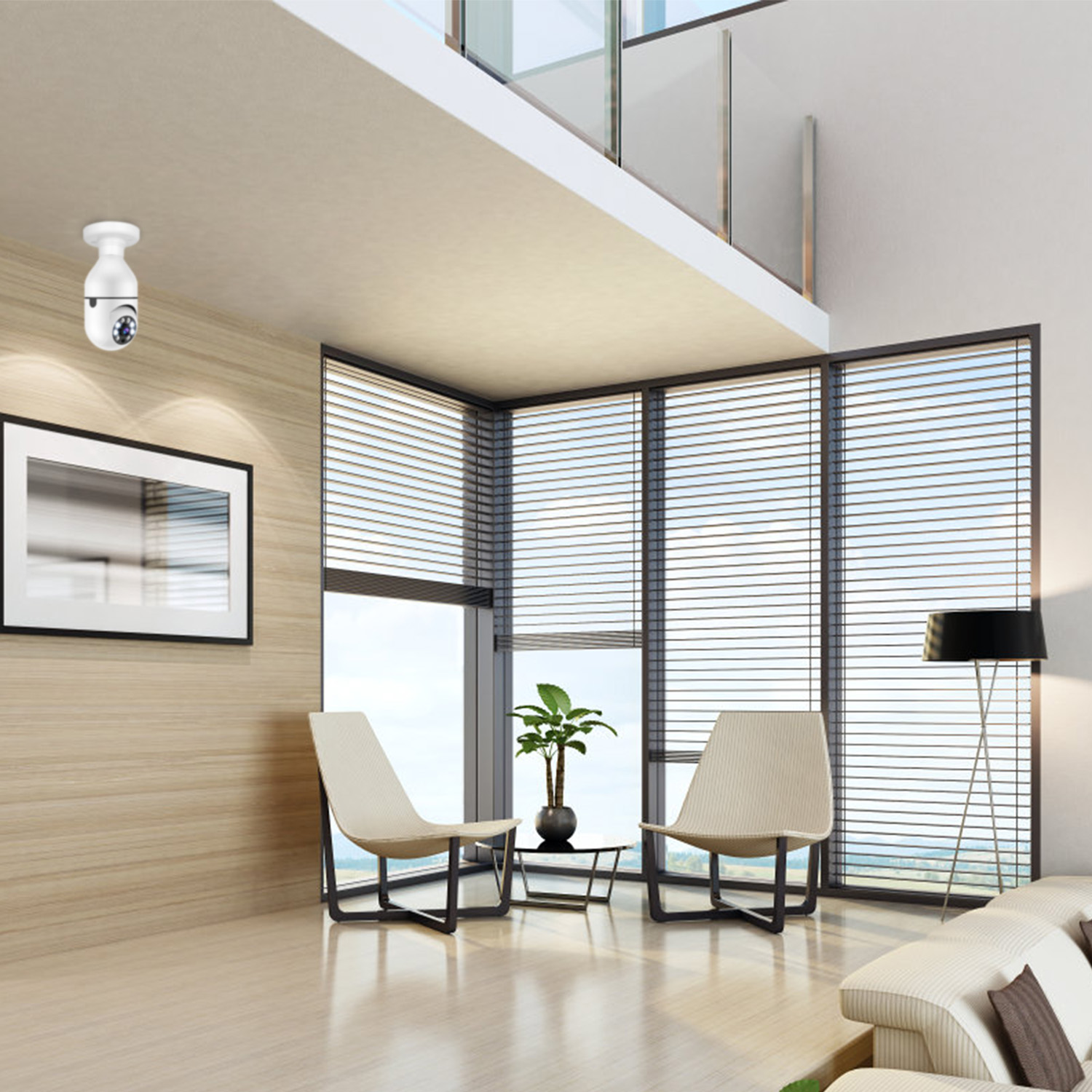 1Pc E27 WiFi Bulb Camera 1080P FHD WiFi IP Pan Tilt Security Surveillance Camera With Two-Way Audio Night Vision Motion Detection Function APP Control